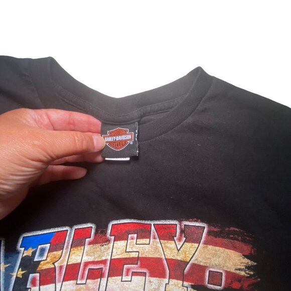 Harley-DavidsonT-Shirt With USA Flag & Thunderbird Skull Graphics Albuquerque - Picture 3 of 6